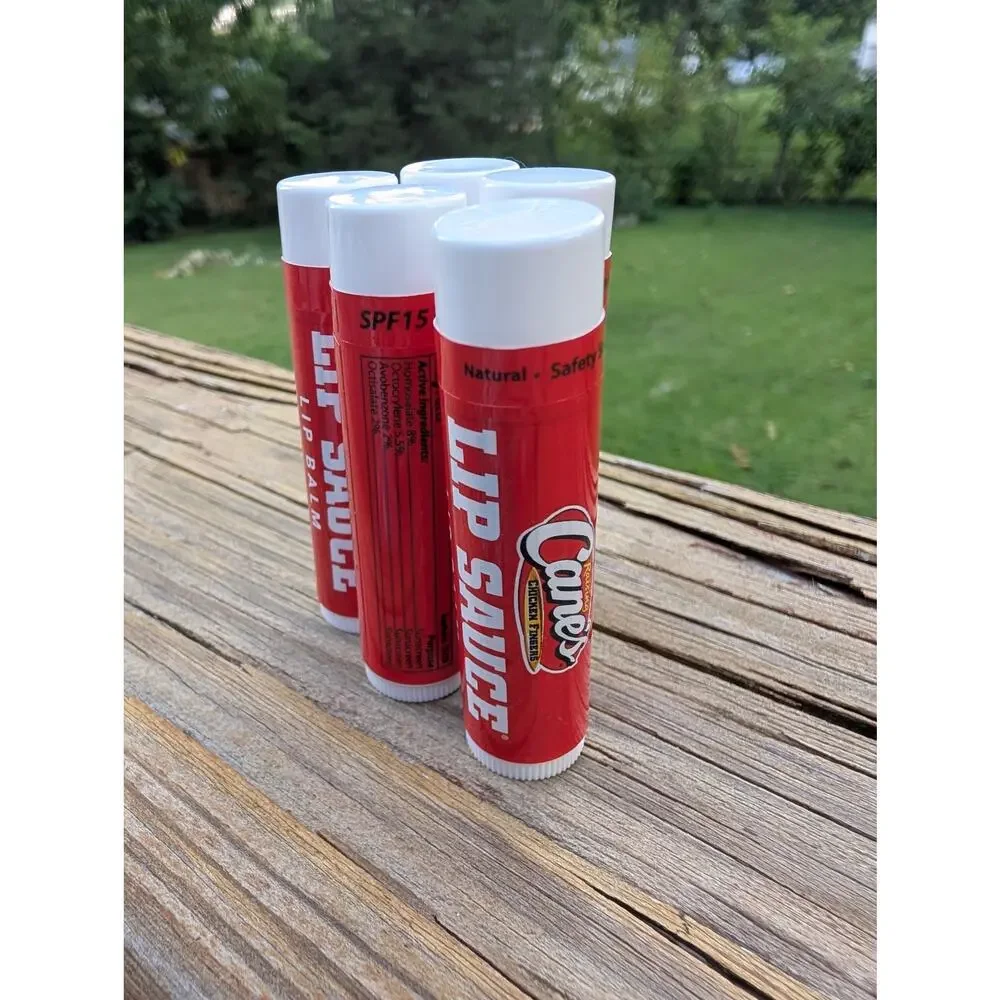 Brand New Raising Cane's LIP SAUCE spf 15 lip balm - bundle of 5 (five)